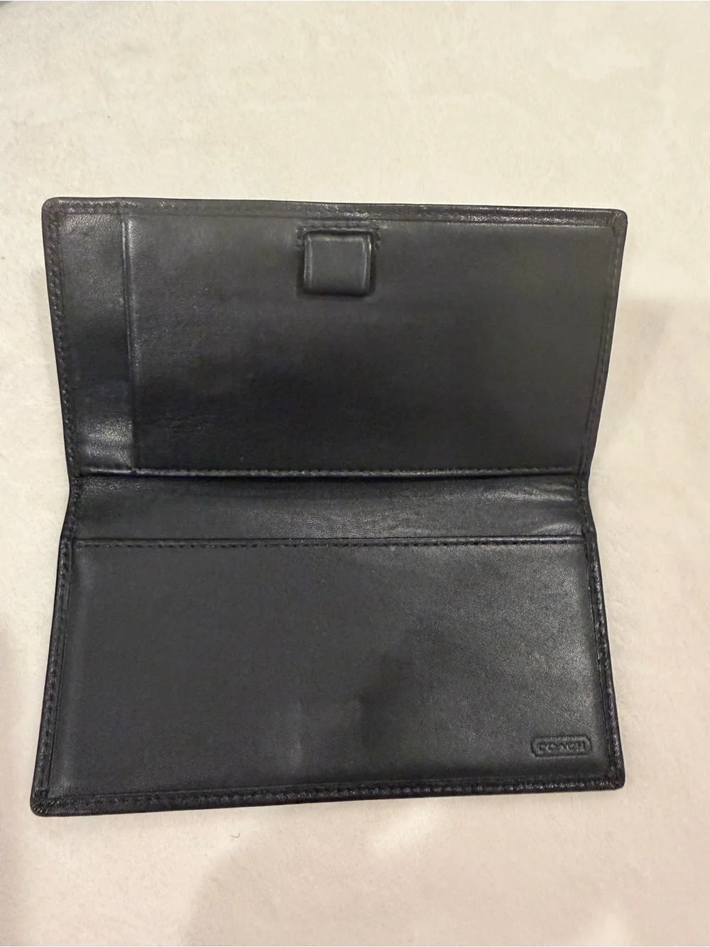 “Vintage COACH Black Smooth Leather Checkbook Cover Wallet Case”